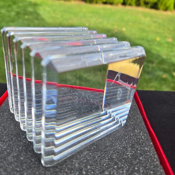 Baccarat Crystal Ribbed Grooved Cube Block Paperweight Display w/Original Box - Picture 2 of 13